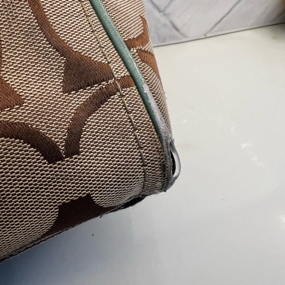 Coach Signature Canvas Shoulder Bag - Brown and Mint - Picture 7 of 8